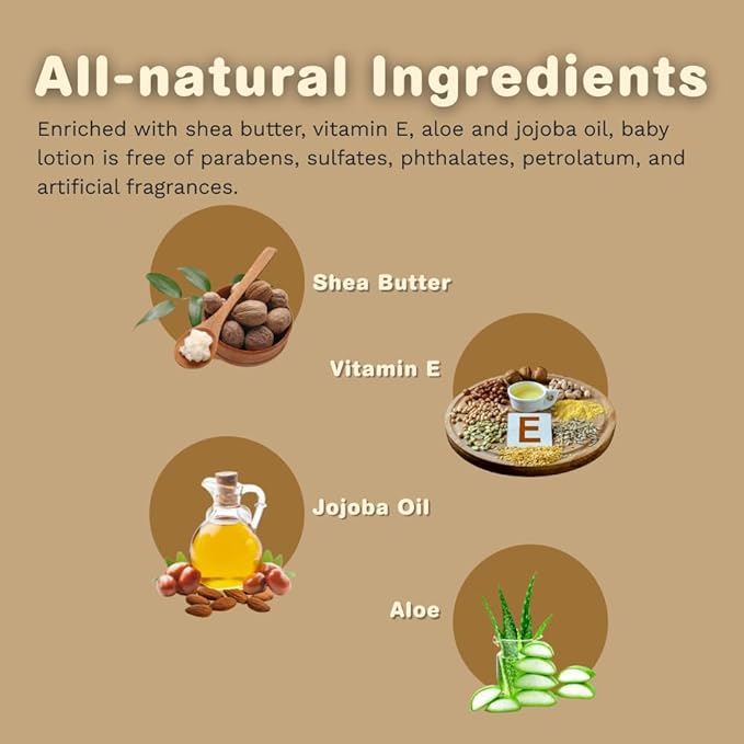 CARA B Naturally Baby Lotion, Melanin-rich Skin Moisturizer for Black & Brown Babies & Children, Daily Body Cream for Dry, Sensitive Skin, African American Toddlers & Kids of Color, 8 oz