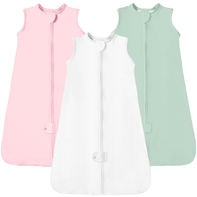 TotAha Sleep Sack 0-6 Months 3-Pack,Stretchy,Buttery Soft Swaddle Transition Sleeping Bag,Light Baby Wearable Blanket with 2-Way Safe Zippers for Boys and Girls, 0.5 TOG
