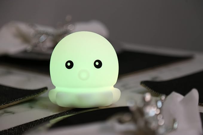 Cute Kids Night Light Night Lamp Night Lights for Kids Bedroom Toddler Baby Portable Silicone Battery Led Nightlight Nursery(Cute Octopus)