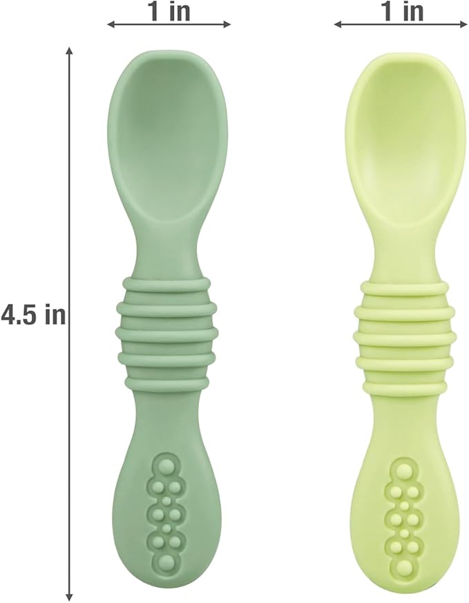PandaEar 6 Pack Silicone Baby Spoons - Self Feeding Utensils 6-12 Months - Infant Spoons First Stage - Baby Feeding Essentials
