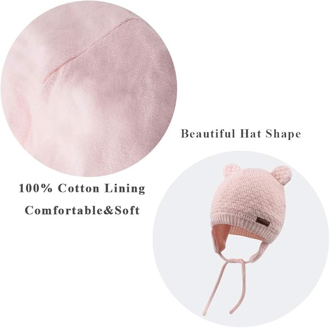XIAOHAWANG Baby Hat Cute Bear Toddler Earflap Beanie Warm for Fall Winter
