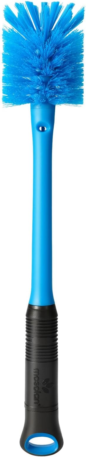 2-in-1 Water Bottle Brush and Straw Cleaner Brush, Long Handle Scrub Brush with Replaceable Head for Water Bottles, Glasswares, Mugs, Flasks, Tumblers, Vases, and Kitchen Sink, Breezy Blue