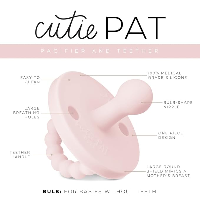 Ryan & Rose Cutie PAT Pacifier Teether (Bulb, Pink)