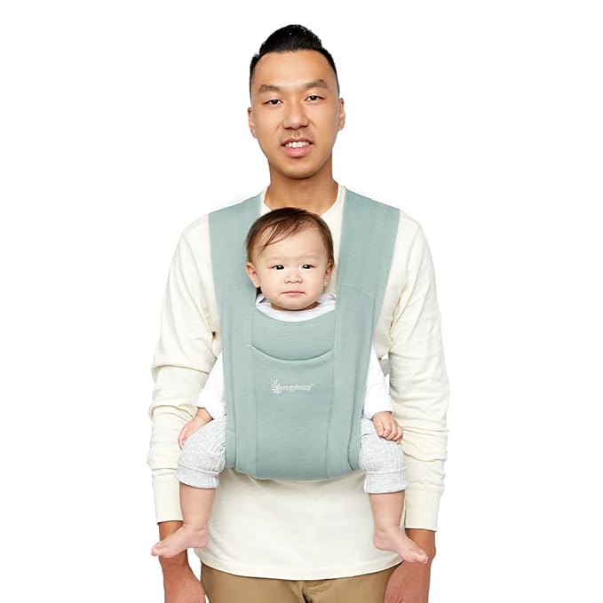 Ergobaby Embrace Baby Carrier Newborn to Toddler - Lightweight Ergonomic Baby Carriers - Cozy Essentials (7-25 Pounds), Ponte Knit, Jade Green