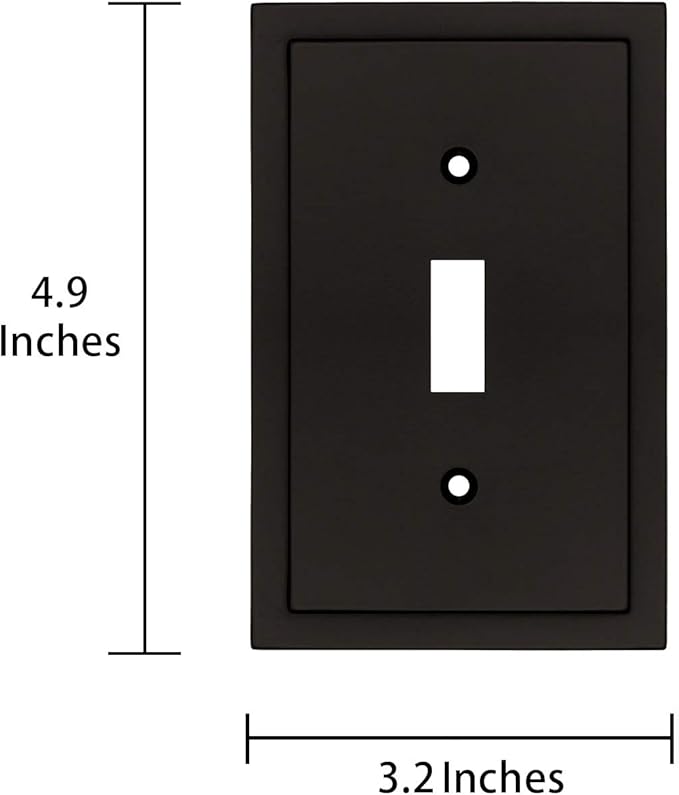 Modern Edge Decorative Wall Plate Switch Plate Outlet Cover, Durable Solid Zinc Alloy (Single Toggle 3PK, Matte Black)