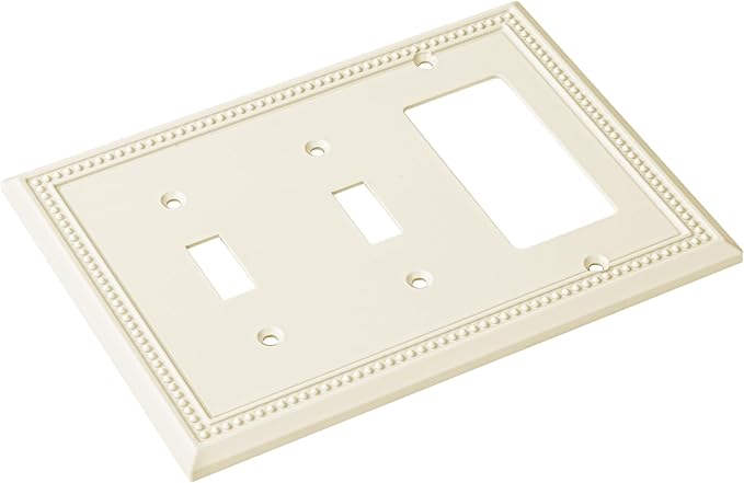 Henne Bery Sunken Pearls Heavy Duty Decorative Wall Plate Switch Plate Outlet Cover (Double Toggle/Single Decorator, Light Almond)