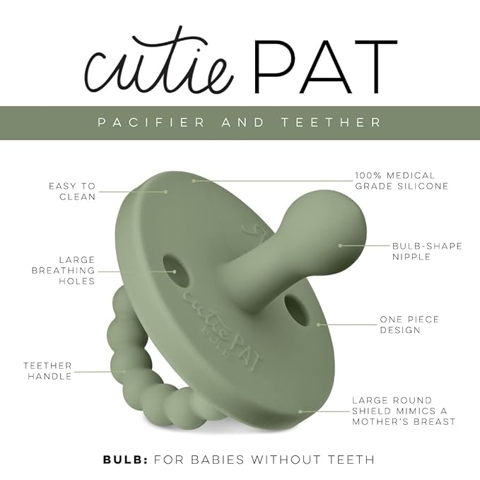 Ryan & Rose Cutie PAT Pacifier Teether (Bulb, Ivy)