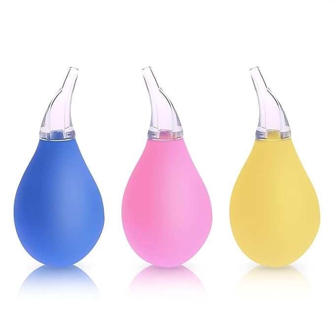 3 Pcs Nose Bulb Syringe for Baby - Compact Suction Bulb for Infants Made of High-Quality Odorless Silicone, Durable, Easy to Use - Infant Nose Sucker for Effective Mucus Removal