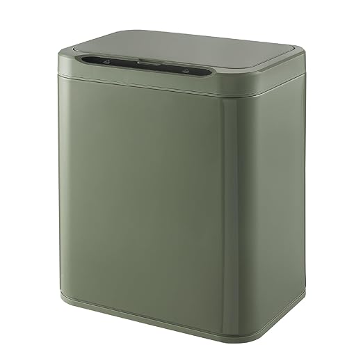 ELPHECO Stainless Steel Office Trash Can Motion Sensor Garbage Can Touchless Smart Trash Can Automatic Waste Bin for Kitchen, Office, Bathroom (Avocado Green, 3.5 Gallons)