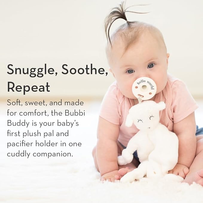 Pacifier Holder with Detachable Pacifier by Bella Tunno, Soft Animal Lovey Snuggle Toy Attaches to Teethers, Baby Gift for Newborn Boys and Girls, Babies 0+ Months, Elephant