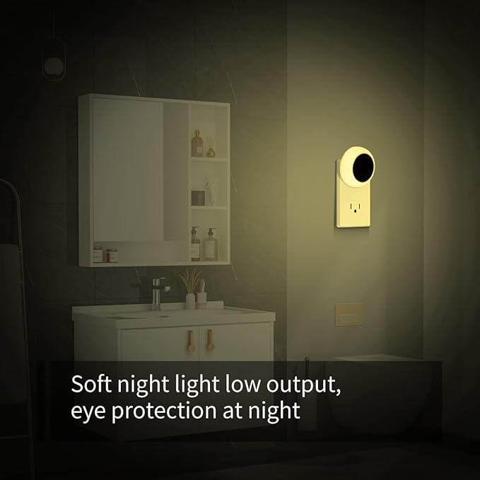 KINUR 6 Pack Night Light, LED Night Lights Plug into Wall with Dusk to Dawn sensors, Plug in Night Lights for Kids Room, Bedroom, Bathroom, Baby Nursery,Stair Lights, Hallway Light, Warm White