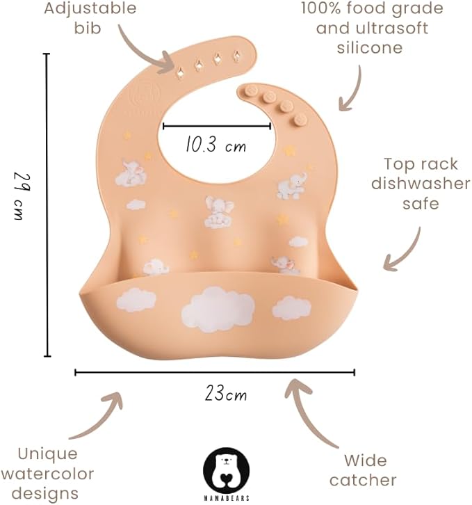 Silicone Baby Bib and Mat | Boys Girls Babies & Toddlers | Waterproof, Adjustable, BPA Free
