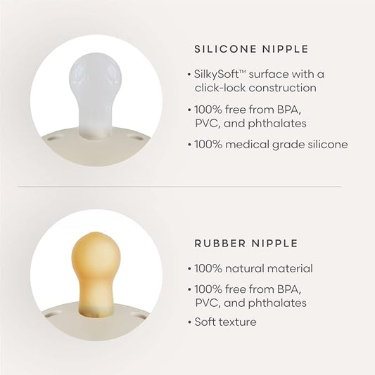 FRIGG Daisy SilkySoft Silicone Baby Pacifier | Made in Denmark | BPA-Free (Powder Blush/Cream, 6-18 Months)