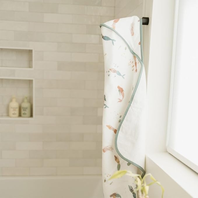 Little Unicorn Premium Infant Hooded Bath Towel| Soft & Absorbent Cotton & Terry Fabric for Newborns (Mermaids)