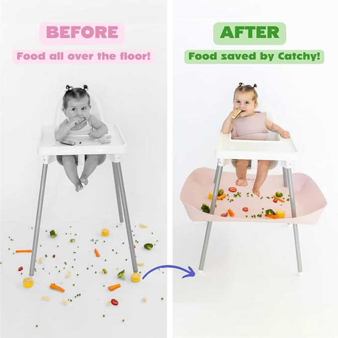 CATCHY -Food Catcher- Compatible with IKEA Antilop High Chair + 11 Other High Chairs -Highchair Sold Separately- Baby & Toddler Food & Mess Catcher -Premium Linen Inspired- Under High Chair Accessory