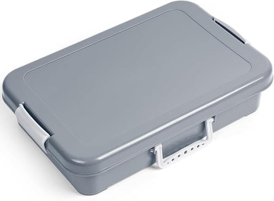 Madzee Plastic Activity Tray with lid for Slime, Beads, Sand and Sensory Toys – 15 Inches (Gray)