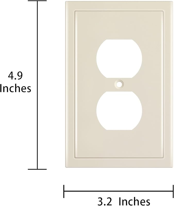 Modern Edge Decorative Wall Plate Switch Plate Outlet Cover, Durable Solid Zinc Alloy (Single Duplex 3PK, Light Almond)