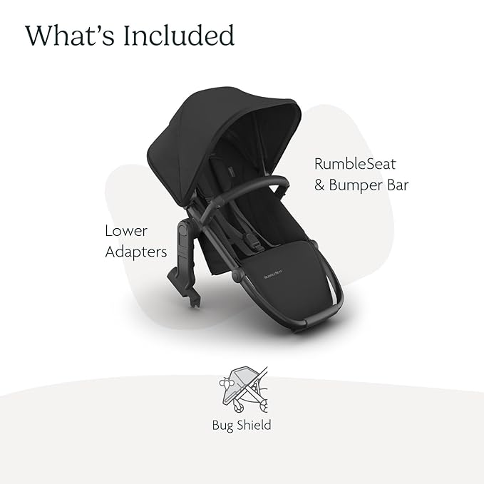 UPPAbaby RumbleSeat V3 Second Lower Seat - Compatible with Vista V2 and Vista V3 - All-Weather Seat + Magnetic Buckle – Adapters Included - Jake (Charcoal/Carbon Frame/Black Leather)