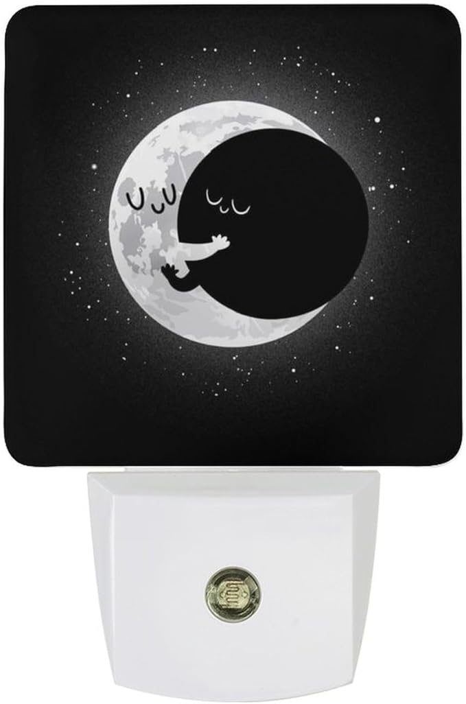 Cute Lunar Eclipse Night Light, Plug into Wall Decor Nightlights for Bedroom, Bathroom, Hallway, Kitchen, with Dusk to Dawn Light Auto Sensors LED Night Lights for Boys Girls Women Men Room Gifts