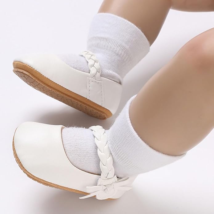 COSANKIM Baby Girls Mary Jane Flats Shoes Anti-Slip Rubber Sole Infant Toddler Princess Wedding Dress Shoes