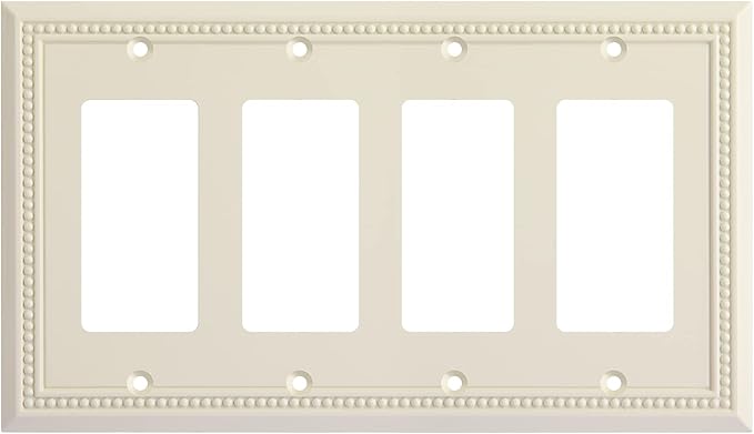 Henne Bery Sunken Pearls Heavy Duty Decorative Wall Plate Switch Plate Outlet Cover (Quad Decorator, Light Almond)