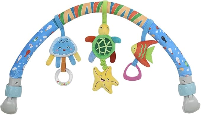 Caterbee Baby Baby Bouncer Toy bar, Clip on Crib & Pram Activity Bar Toy Travel Arch Bassinet Toys for Toddlers (Star)