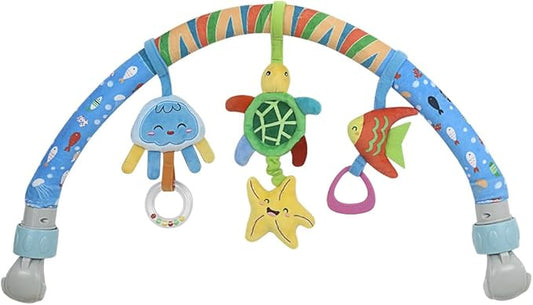 Caterbee Baby Baby Bouncer Toy bar, Clip on Crib & Pram Activity Bar Toy Travel Arch Bassinet Toys for Toddlers (Star)