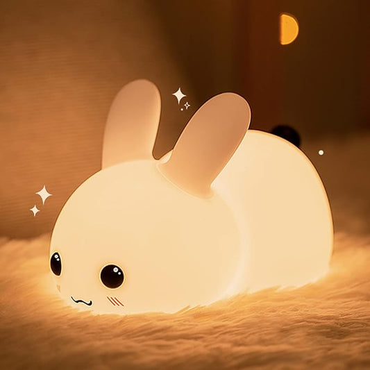 QANYI Kawaii Bunny Night Lights for Kids, 7 Color Light Silicone for Baby Nursery, Portable USB Rechargeable Bedside Lamp for Toddler's Room, Bunny Decor Kawaii Easter Gifts for Child and Teen Girls