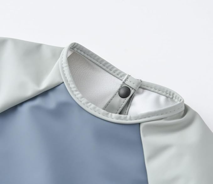 GZMM Waterproof Baby Bibs,Infant Toddler Long Sleeve Feeding Bib With Food Catcher,Wipe Clean & Washable