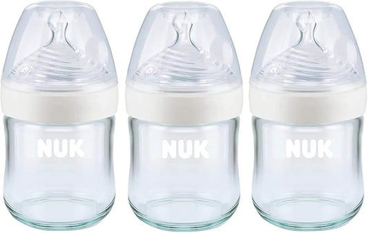 NUK Simply Natural Glass Baby Bottles, 4 oz, 3 Pack