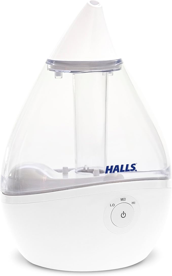 Crane x HALLS Droplet Ultrasonic Small Air Humidifiers for Bedroom and Office, 0.5 Gallon Cool Mist Humidifier for Plants and Home, Humidifier Filters Optional