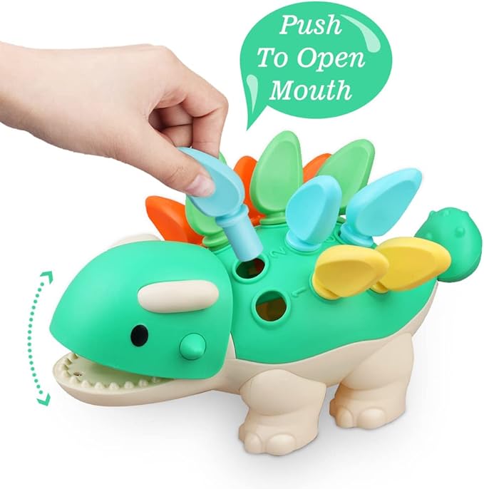 Baby Sensory Toys Toddler Montessori Learning Fine Motor Skills Toy for 6 9 12 18 Month One Year Old Boy Birthday Gift Kid Sorting Stacking Color Recognition Dinosaur Age 1 2 3 4 Educational Toys