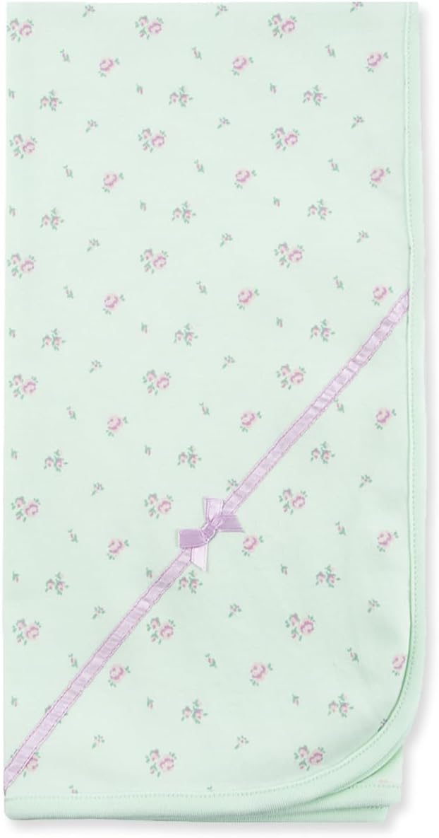 Little Me Baby-Girls Newborn Petite Rose Tag Along Blanket, Green Multi, One Size