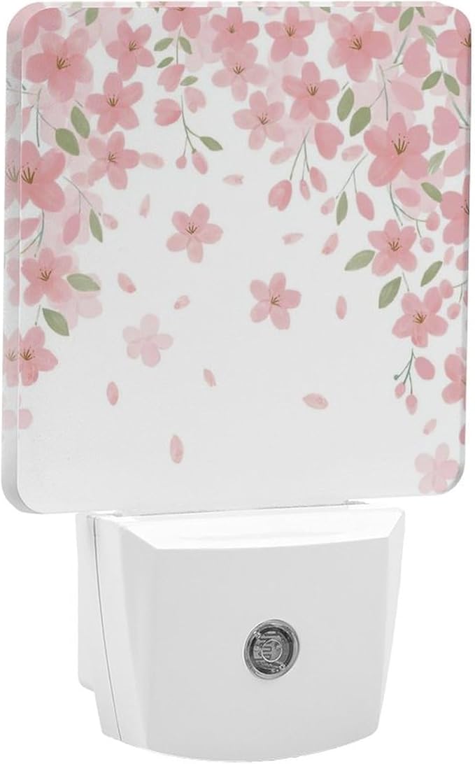 Falling Flowers Night Light, Plug into Wall Decor Nightlights for Bedroom, Bathroom, Hallway, Kitchen, with Dusk to Dawn Light Auto Sensors LED Night Lights for Boys Girls Women Men Room Gifts