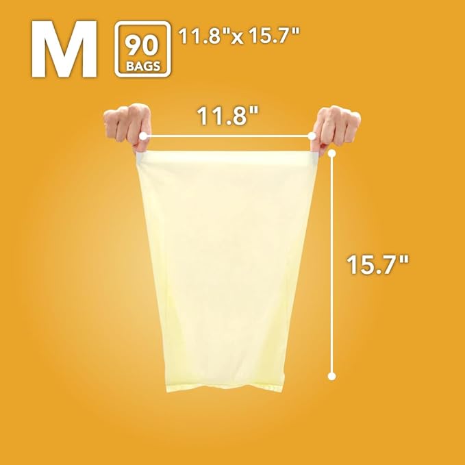 BOS, Odor-Sealing Dirty Diaper Trash Bags - Scent & Smell Free (Color: Cream Yellow) (Pack of 2) (Medium)