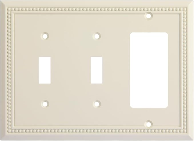 Henne Bery Sunken Pearls Heavy Duty Decorative Wall Plate Switch Plate Outlet Cover (Double Toggle/Single Decorator, Light Almond)