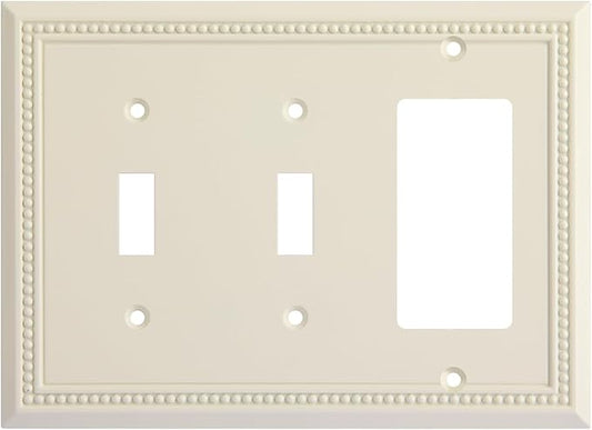 Henne Bery Sunken Pearls Heavy Duty Decorative Wall Plate Switch Plate Outlet Cover (Double Toggle/Single Decorator, Light Almond)