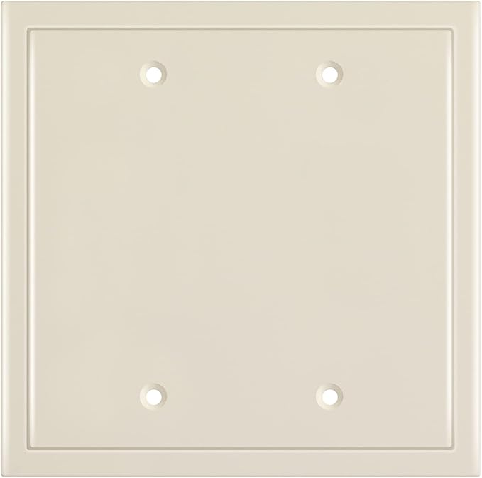 Henne Bery Modern Edge Decorative Wall Plate Switch Plate Outlet Cover, Durable Solid Zinc Alloy (Double Blank, Light Almond)