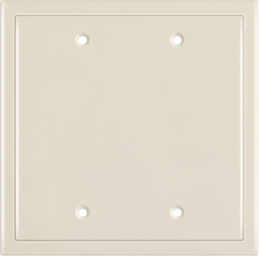 Henne Bery Modern Edge Decorative Wall Plate Switch Plate Outlet Cover, Durable Solid Zinc Alloy (Double Blank, Light Almond)
