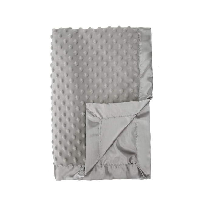 Pro Goleem Grey Baby Soft Minky Dot Blanket with Silky Satin Backing Baby Gifts for Girls and Boys (Gray, 30’’ x 40’’)