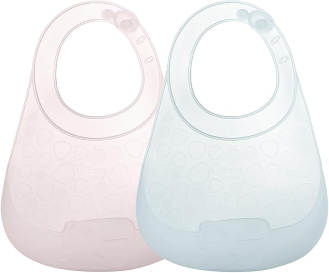 bc babycare Lightweight Silicone Baby Bibs with Adjustable Neck, Toddler Silicone Bibs with 3D Food Catcher Pocket, BPA-Free
