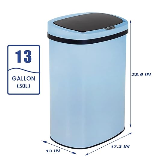 BestOffice Kitchen Trash Can with Lid, 13 Gallon Automatic Garbage Can for Bathroom Bedroom Home Office 50 Liter Touch Free High-Capacity Brushed Stainless Steel Waste Bin