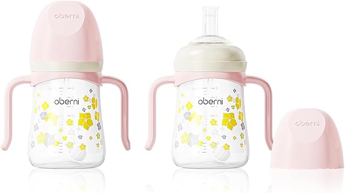 Baby Sippy Cup 240ml/8oz, Toddler Water Drinking Bottle with Non-Spill Valved Spout for 6+ Months, Pink/2Pack