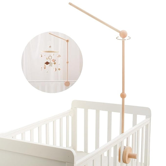 let's make Baby Crib Mobile Arm - 36 Inch Wooden Mobile Arm Upgraded Adjustable Mobile Holder for Crib Mobile Hanger Baby Crib Attachment Nursery Decor