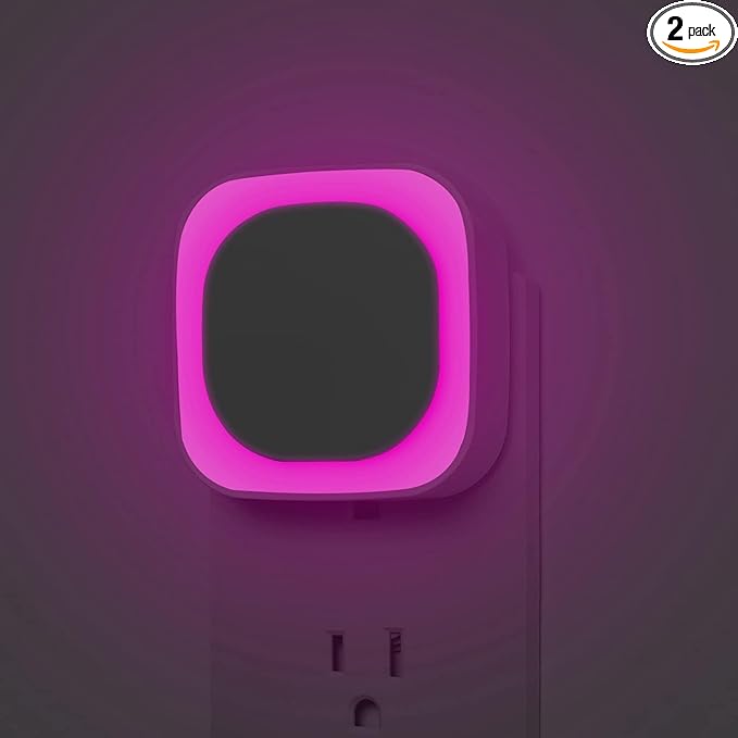 2 Pack Plug in Pink Night Light for Girls, Dimmable Nursery Light with Dusk to Dawn Sensor, Gentle Eye-Caring Glow for Midnight Feedings, Kids Room, Princess-Themed Bedroom, Bathroom, Hallway