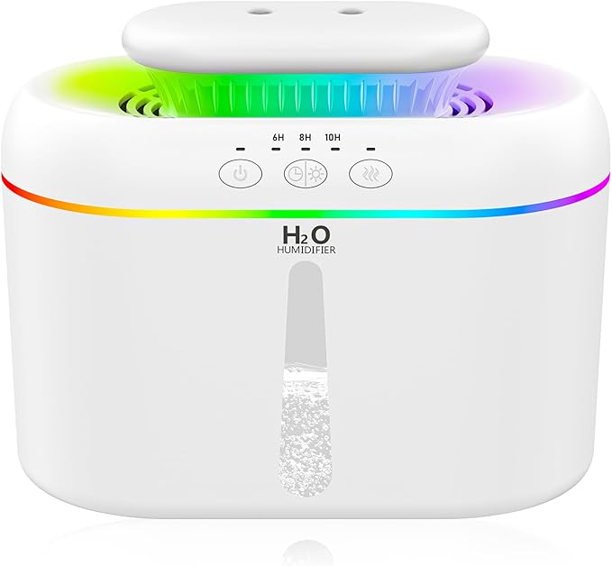 2L humidifiers for bedroom Large Room Home Ultra-Quiet 28 dB Quiet Supersized Cool Mist Air Humidifier for Baby Nursery，Dual Nozzie，Easy to Clean & Fill, 7 Color NightLight