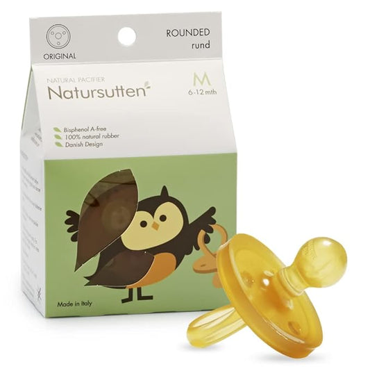 Natursutten Pacifiers 6-12 Months - 1-Pack Original Shield Round Nipple Natural Rubber Safe & Soft BPA-Free Pacifiers for Breastfeeding Babies - Newborn Pacifiers Made in Italy