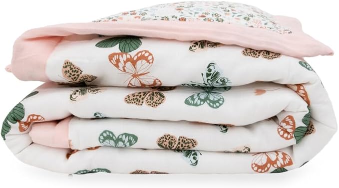 Little Unicorn Lofty Comforter Blanket | Super Soft & Breathable Muslin Fabric| Great for Play & Bedtime Blanket (Butterflies)