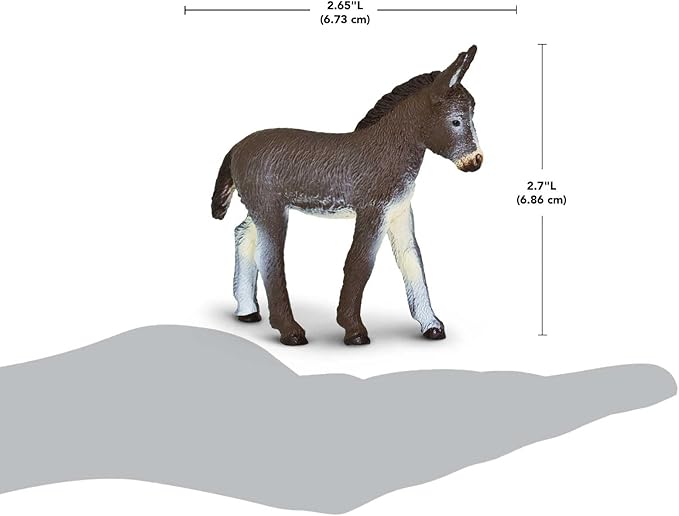 Safari Ltd. Donkey Figurine - Detailed 4" Plastic Model Figure - Fun Educational Play Toy for Boys, Girls & Kids Ages 3+ (Pack of 2)