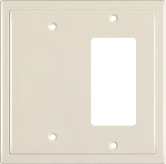 Henne Bery Modern Edge Decorative Wall Plate Switch Plate Outlet Cover, Durable Solid Zinc Alloy (Blank/Decorator, Light Almond)